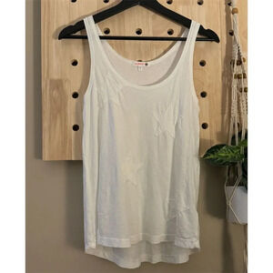 Sundry Women's White Tank Top with Star Patches Size 0 Sleeveless Round Neck